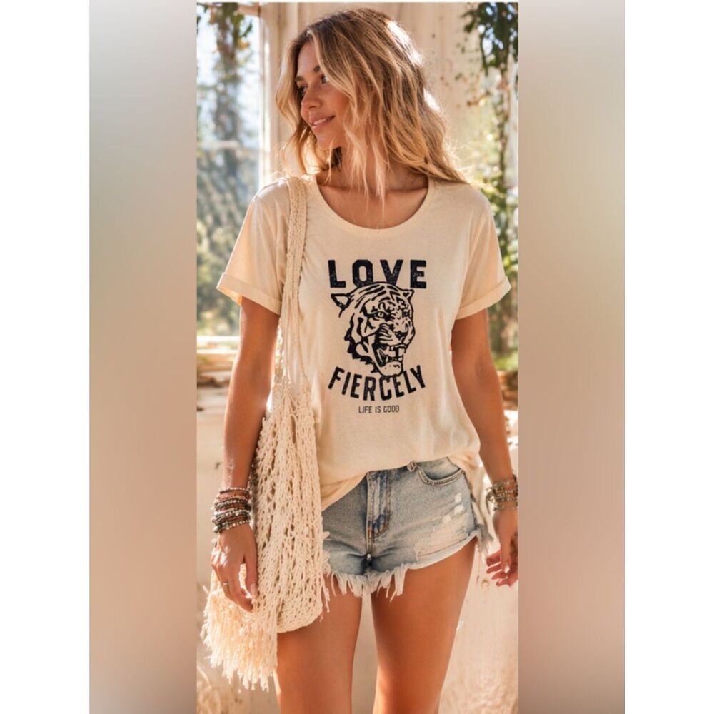 Life Is Good Love Fiercely Graphic Tee